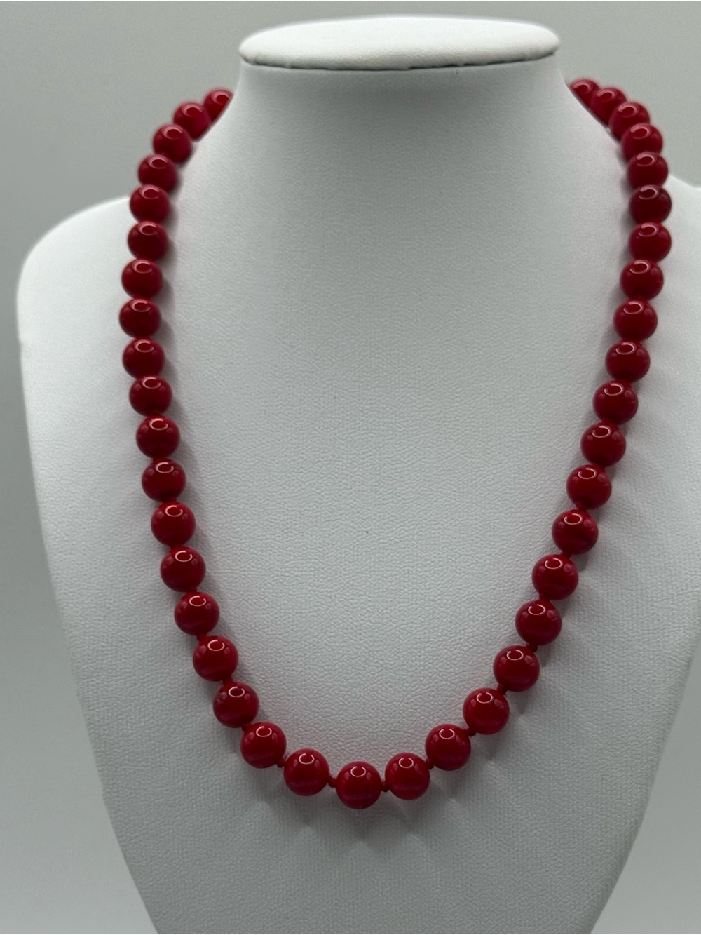 Vintage Monet Red glass Beaded Necklace